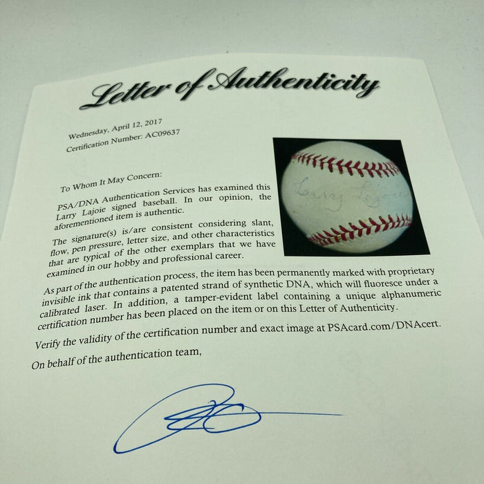 Napoleon Nap Lajoie Single Signed 1940's American League Baseball PSA DNA COA