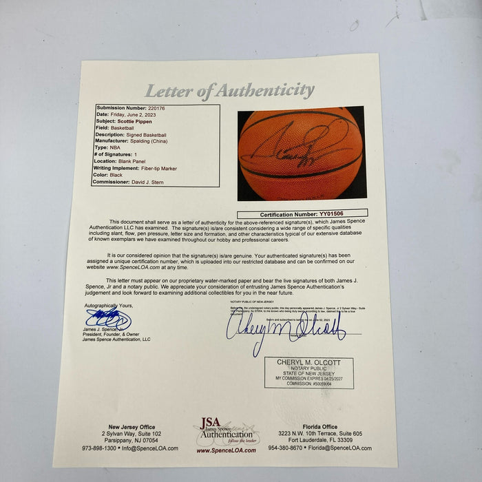 Scottie Pippen Signed Spalding Official NBA Game Issued Bulls Basketball JSA COA