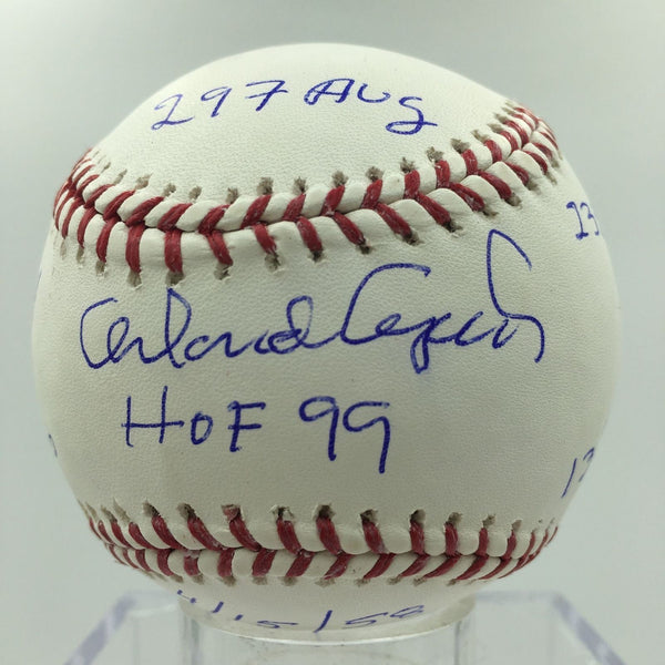 Orlando Cepeda Signed Heavily Inscribed Stat Baseball MLB AUTHENTICATED