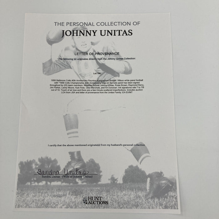 1958 Baltimore Colts NFL Champs Team Signed Football Johnny Unitas Estate JSA