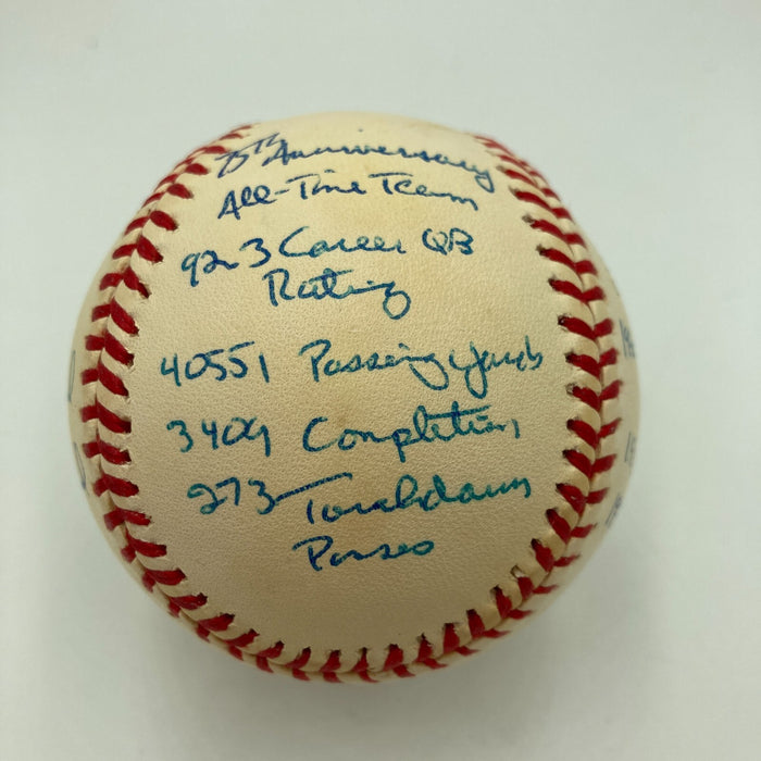 Joe Montana Signed Heavily Inscribed Career STAT Baseball Reggie Jackson COA