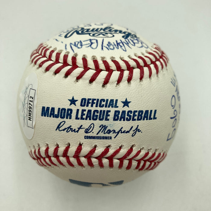John Sterling Signed Heavily Inscribed STAT Baseball JSA COA RARE!