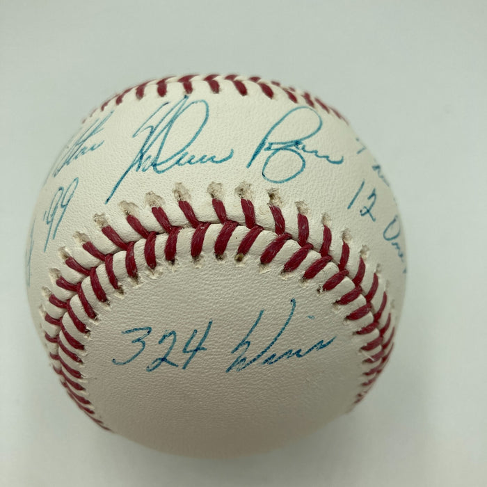 Beautiful Nolan Ryan Signed Heavily Inscribed Career STAT Baseball JSA COA