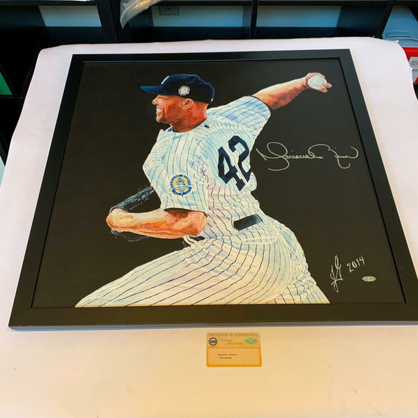 Stunning Mariano Rivera Signed Large Original Art 26x26 Painting Steiner COA