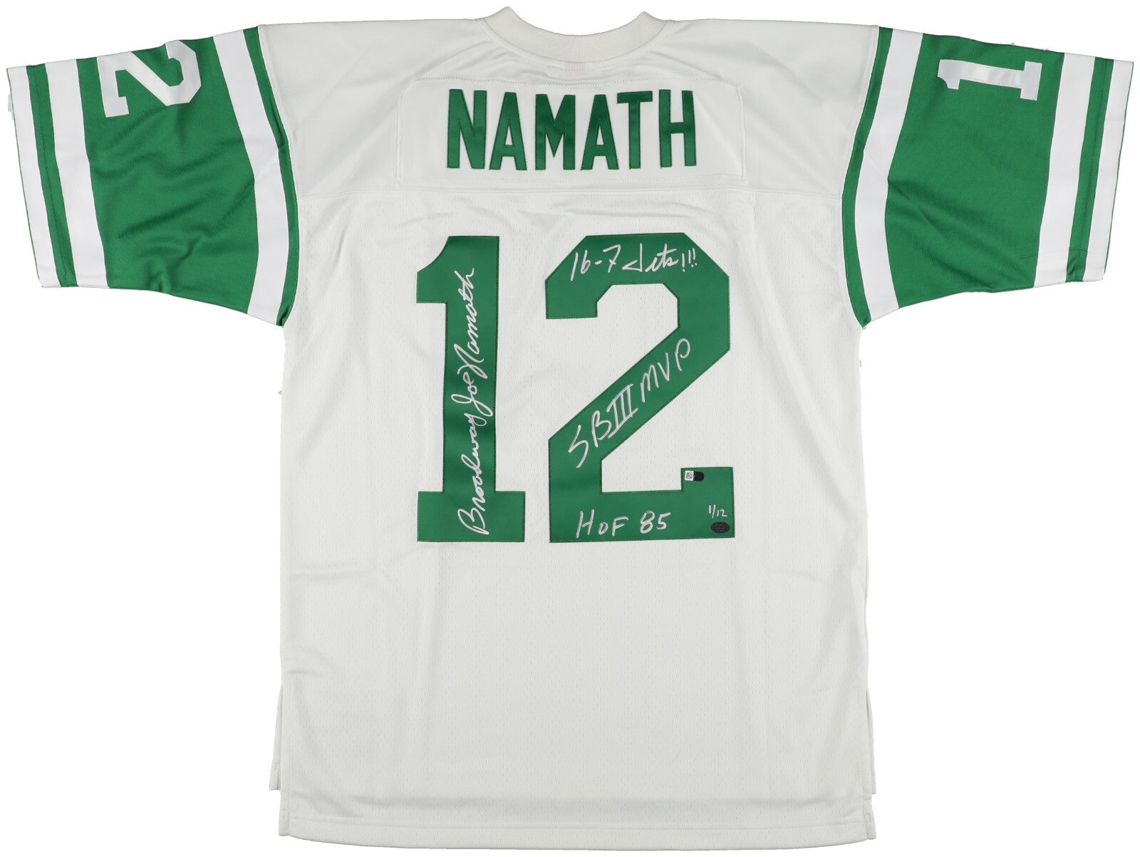 Joe Namath Signed Inscribed Mitchell & Ness New York Jets STAT Jersey Fanatics