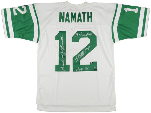 Joe Namath Signed Inscribed Mitchell & Ness New York Jets STAT Jersey Fanatics