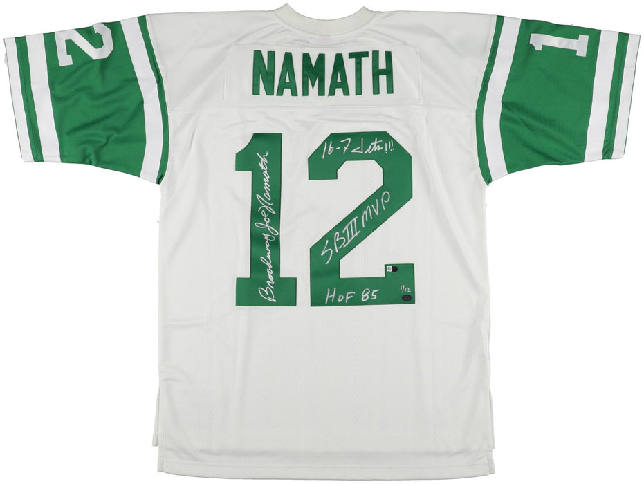 Joe Namath Signed Inscribed Mitchell & Ness New York Jets STAT Jersey Fanatics