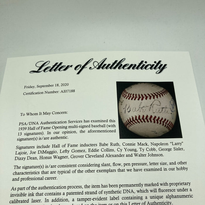 Babe Ruth Ty Cobb Honus Wagner 1939 HOF Inaugural Induction Signed Baseball PSA