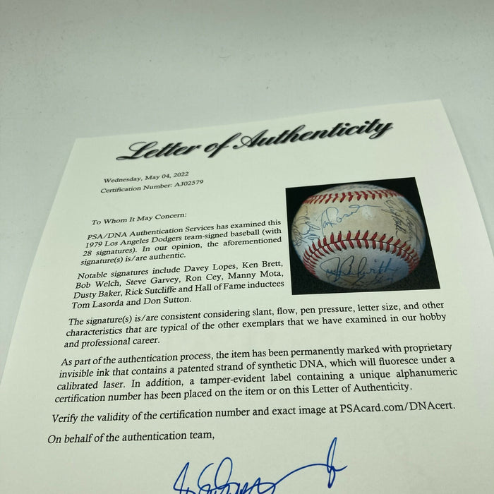 1979 Los Angeles Dodgers Team Signed National League Baseball PSA DNA COA