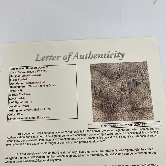 Vince Lombardi Single Signed Autographed 1960's Football JSA COA RARE