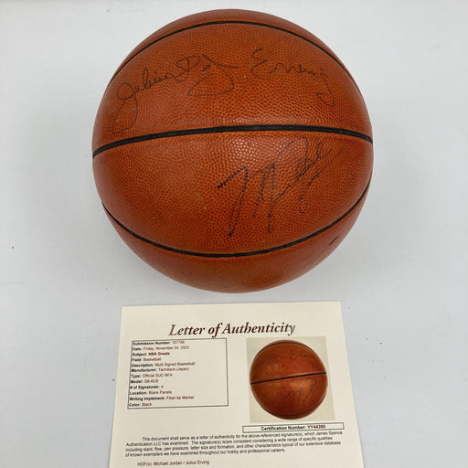 Michael Jordan & Dr. J Signed Vintage 1980's Basketball JSA COA