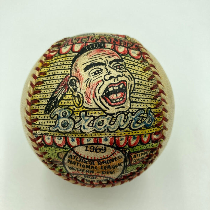 Beautiful Hank Aaron Signed Hand Painted George Sosnak Folk Art Baseball JSA COA