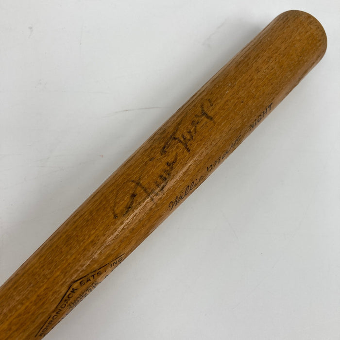 Mickey Mantle & Willie Mays Signed 1973 Willie Mays Night Mini Baseball Bat JSA
