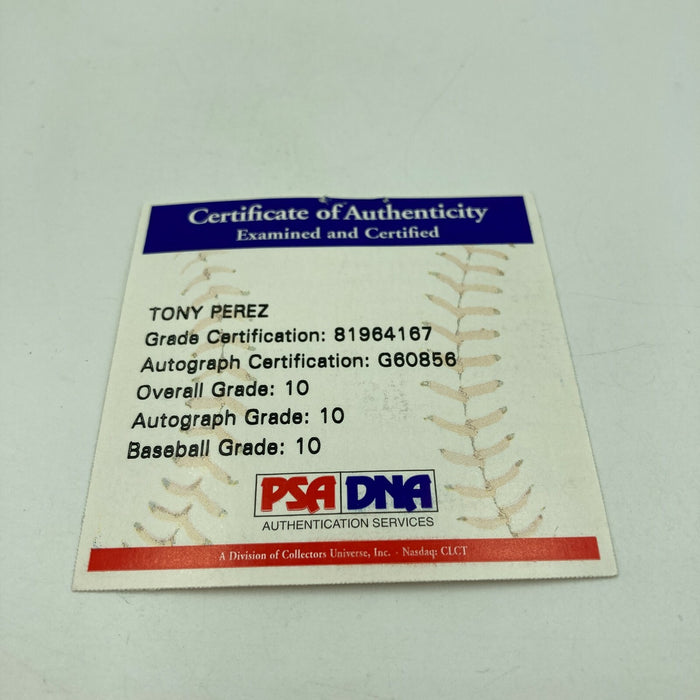 Tony Perez HOF 2000 Signed MLB Baseball PSA DNA Graded GEM MINT 10