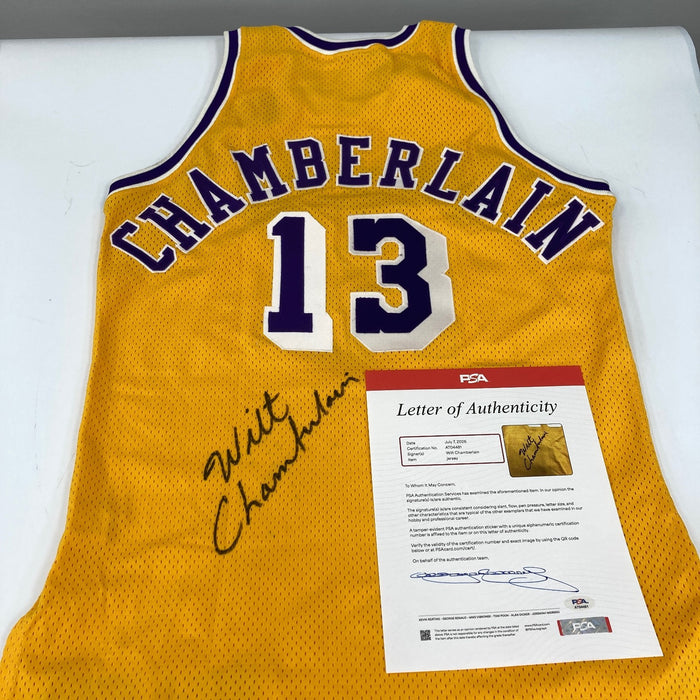 Wilt Chamberlain Signed Pro Cut Los Angeles 1992-93 Lakers Jersey PSA Huge Sig!