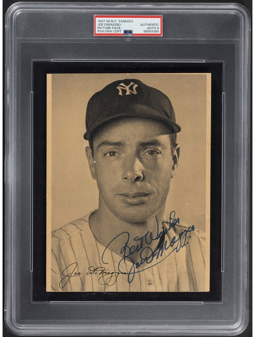 1947 Joe DiMaggio Signed New York Yankees Picture Pack Photo PSA DNA Auto 9 MINT