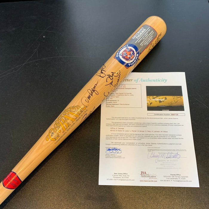 1984 Detroit Tigers World Series Champs Team Signed Bat 22 Sigs JSA COA