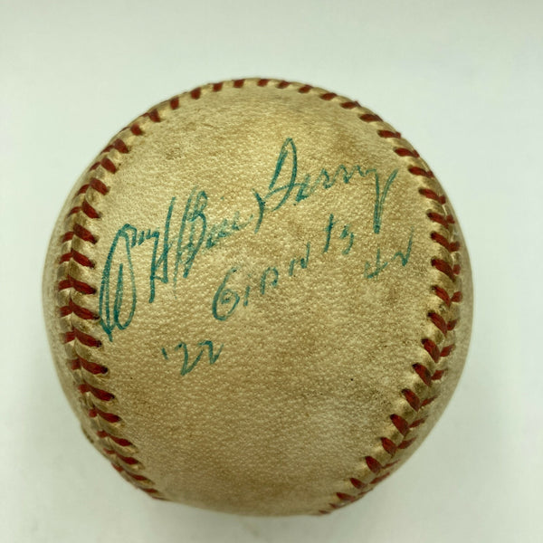 Bill Terry "Giants 1922-1942" Signed National League Ford Frick Baseball JSA COA