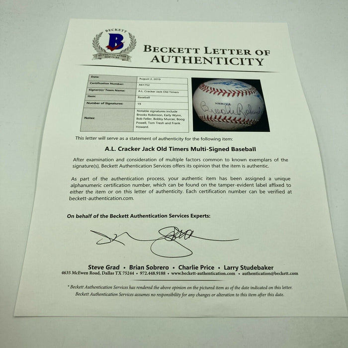 Brooks Robinson HOF Signed Cracker Jack Old Timers Game Baseball Beckett COA