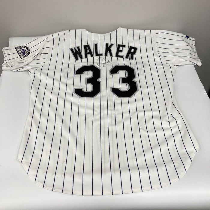 Larry Walker Signed Game Issued Colorado Rockies Russell Jersey JSA COA
