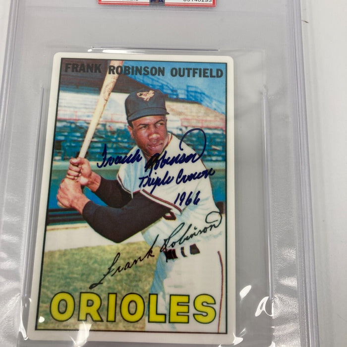 1967 Topps Frank Robinson Triple Crown Signed Large Porcelain Card PSA DNA
