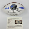 Tom Landry HOF 1990 Roger Staubach Signed Dallas Cowboys Football JSA COA