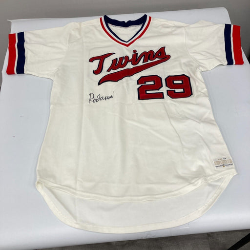 Rod Carew Twice Signed Minnesota Twins Vintage Sand-Knit Jersey JSA Certified