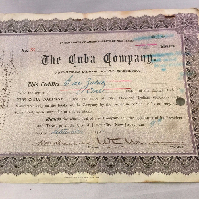 Rare 1923 August Belmont Jr. Signed Stock Certificate Belmont Stakes PSA DNA COA