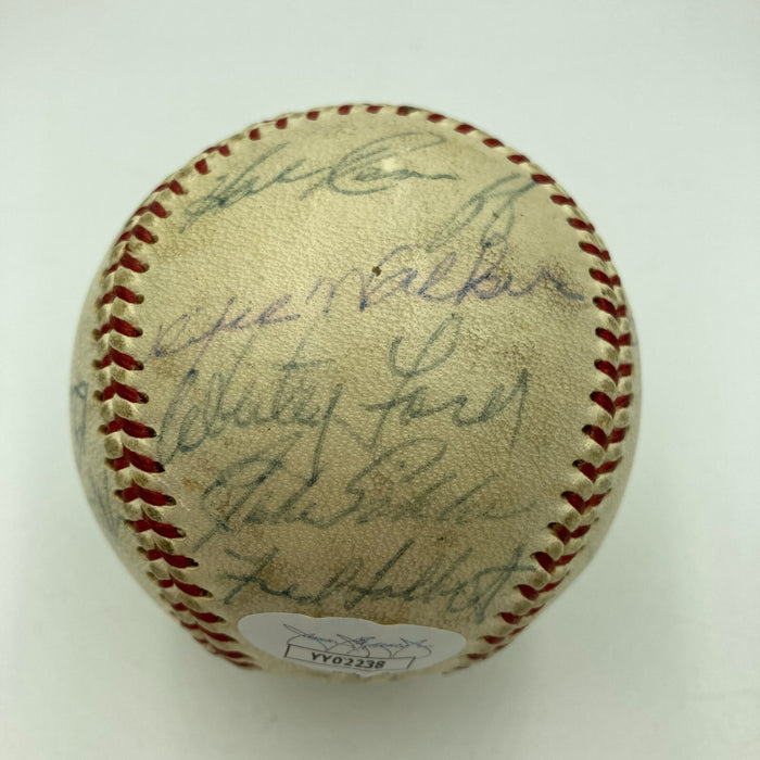Joe Dimaggio 1960's Yankees Old Timers Day Multi Signed Baseball JSA COA