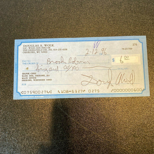 Brooks Robinson Signed Autographed Check Baseball Hall Of Fame