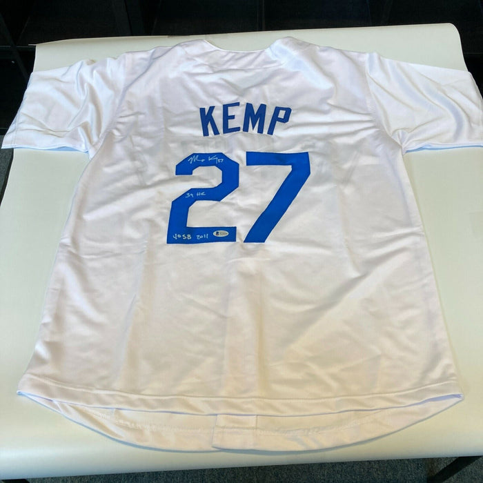 Matt Kemp "#27 2011 39 HR 40 Stolen Bases" Signed Los Angeles Dodgers Jersey BAS