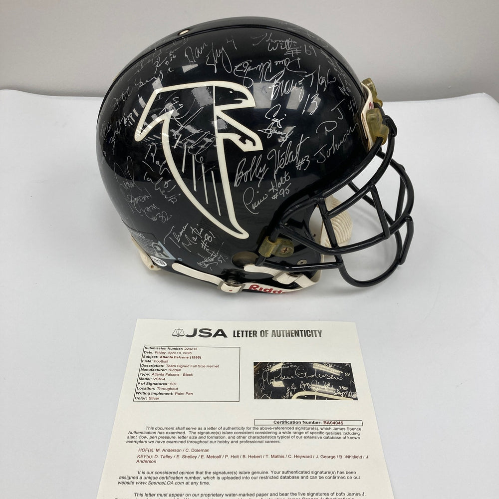 1995 Atlanta Falcons Team Signed Eric Metcalf Game Used Helmet JSA COA