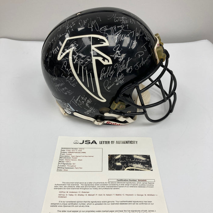 1995 Atlanta Falcons Team Signed Eric Metcalf Game Used Helmet JSA COA