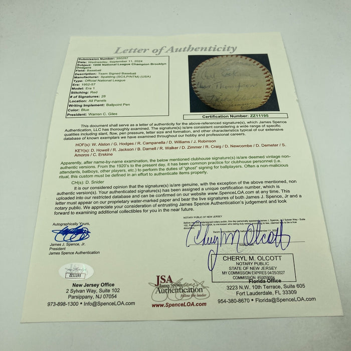 Jackie Robinson Roy Campanella 1956 Brooklyn Dodgers Team Signed Baseball JSA