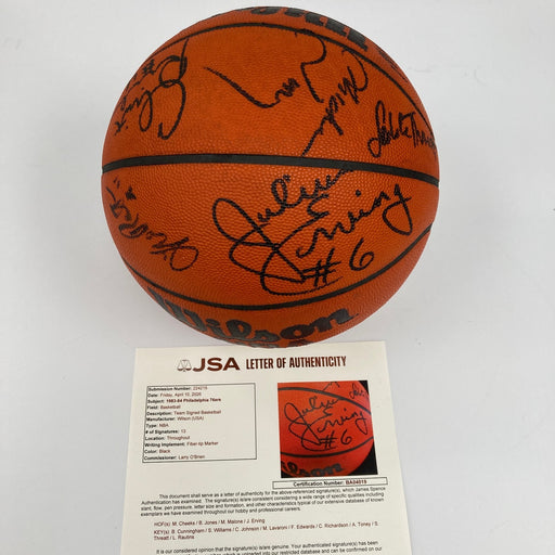1983-84 Philadelphia 76ers Team Signed Vintage Game Issued Basketball JSA