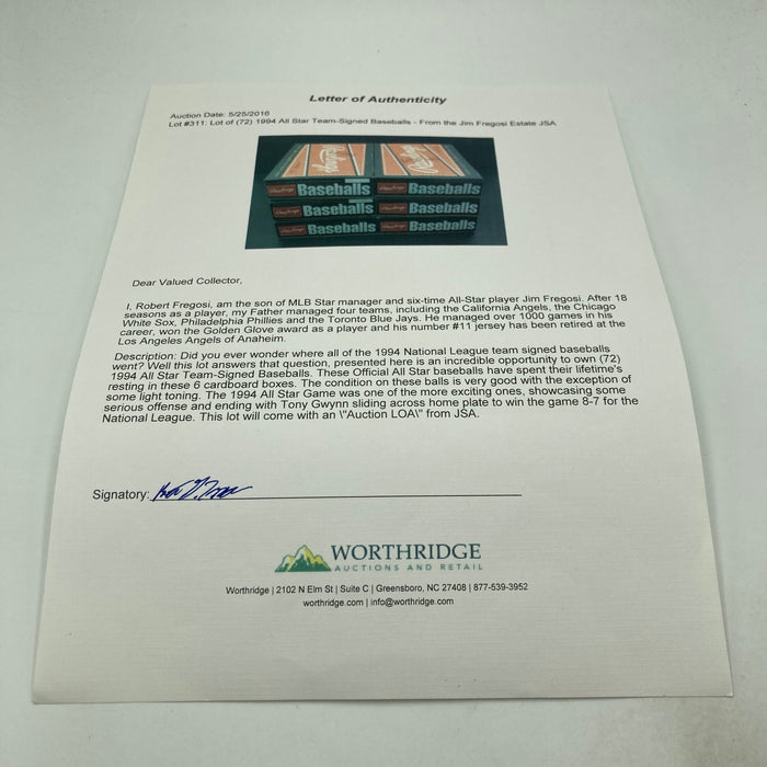 1994 All Star Game National League Team Signed Baseball Barry Bonds PSA DNA COA