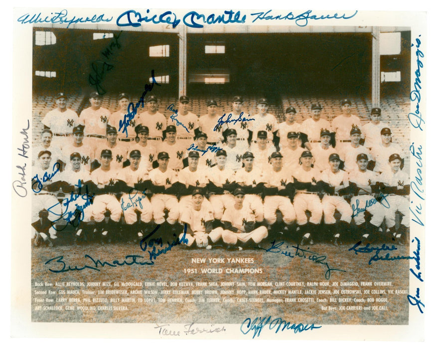 1951 Yankees W.S. Champs Team Signed Photo Mickey Mantle & Joe Dimaggio PSA DNA