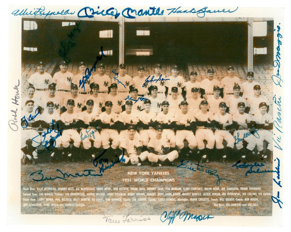 1951 Yankees W.S. Champs Team Signed Photo Mickey Mantle & Joe Dimaggio PSA DNA