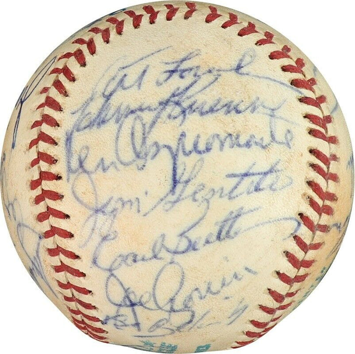 Joe Dimaggio 1976 Old Timers Multi Signed Game Used American League Baseball PSA