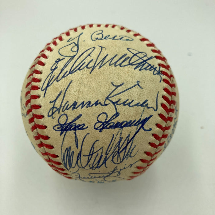 Hall Of Fame Multi Signed Baseball 30 Sigs Yogi Berra Reggie jackson JSA COA