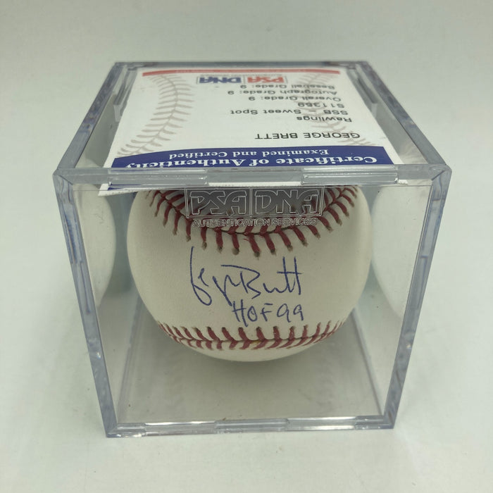 George Brett HOF 99 Signed Official Major League Baseball PSA DNA Graded 9 MINT