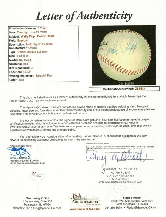 Wally Pipp Signed Baseball Replaced By Lou Gehrig With JSA COA Extremely Rare