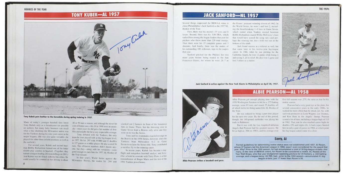 Rookies Of The Year Signed Baseball Book 78 Sigs Derek Jeter Willie Mays Beckett
