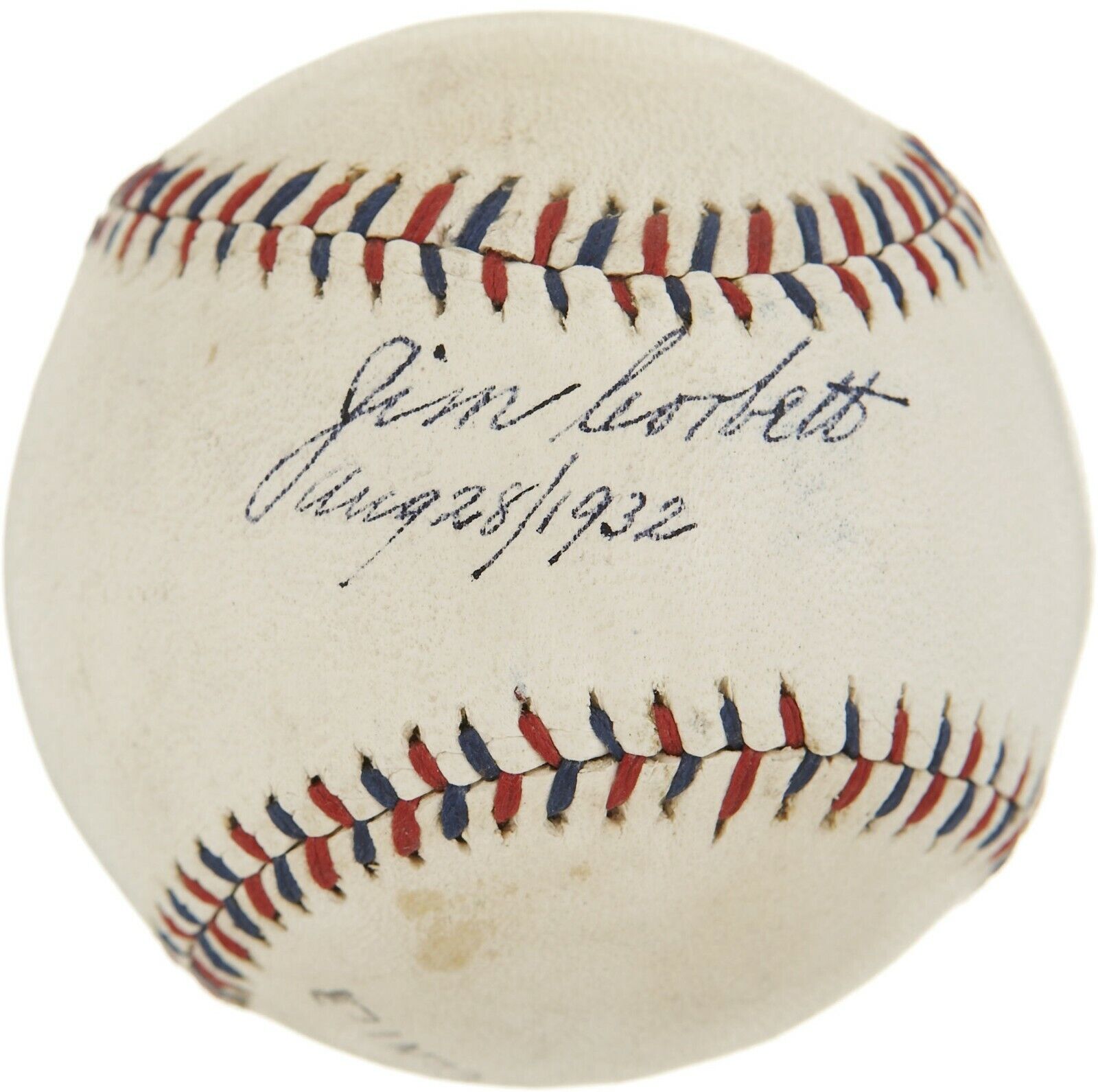 James J. Jim Corbett 1932 Single Signed Baseball The Only One Known PSA DNA COA