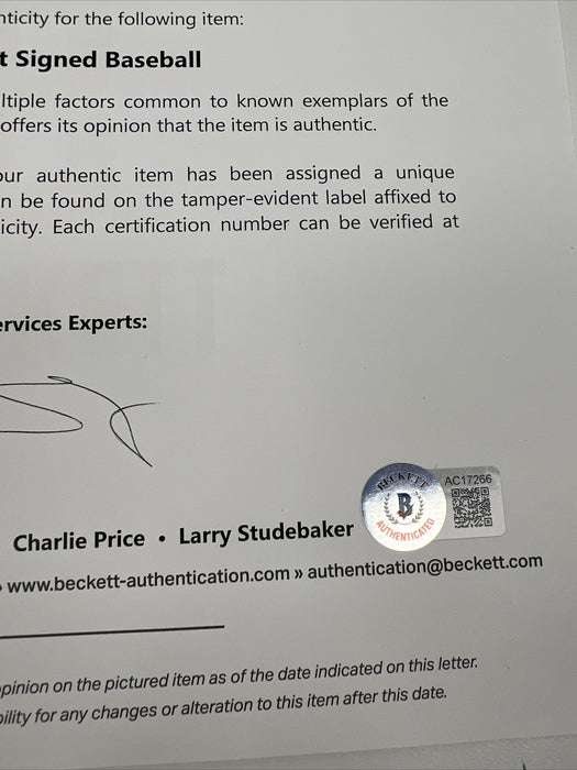 George Raft Single Signed 1935 Official National League Baseball Beckett COA