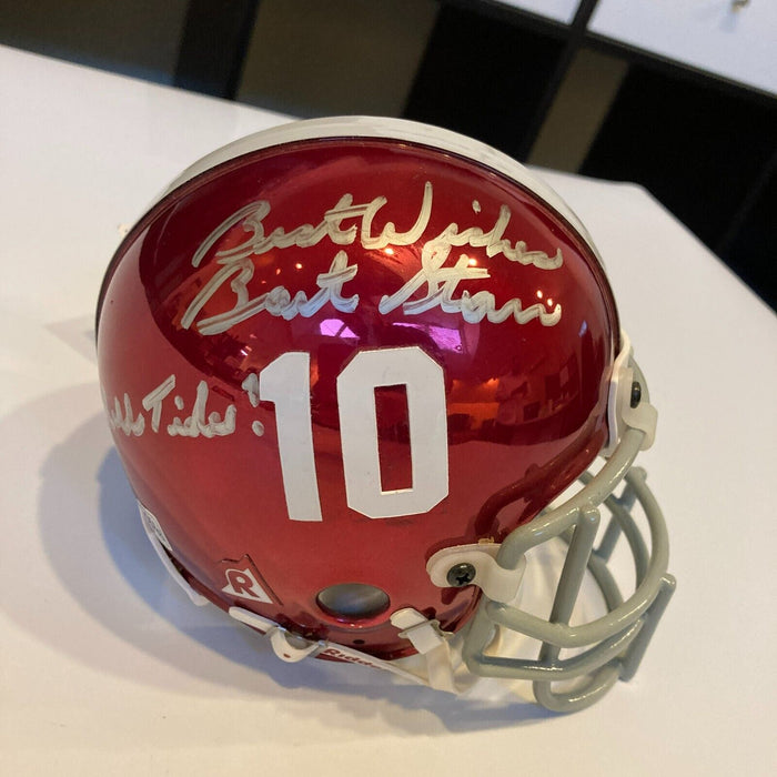 Bart Starr "Roll Tide" Signed Alabama Crimson Tide Riddell Mini Helmet JSA COA