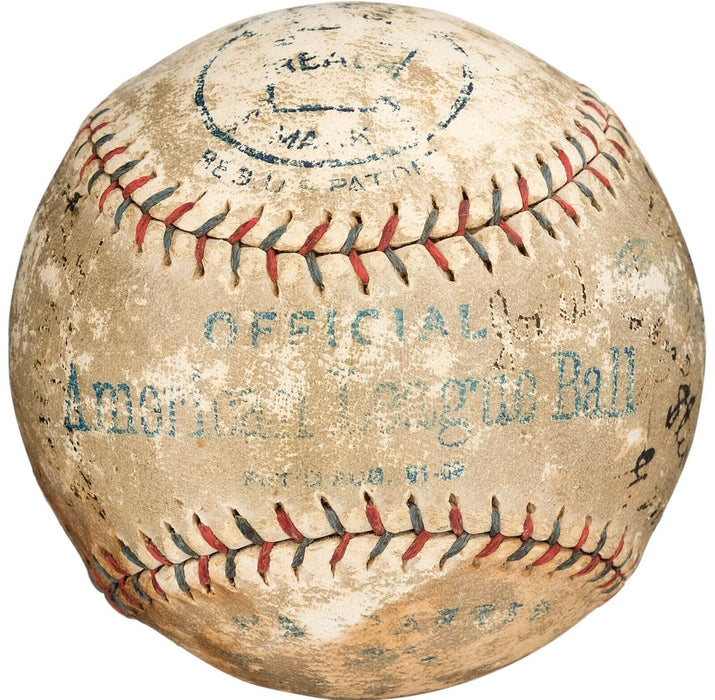 1920 Cleveland Indians WS Champs Team Signed Baseball Ray Chapman Babe Ruth PSA