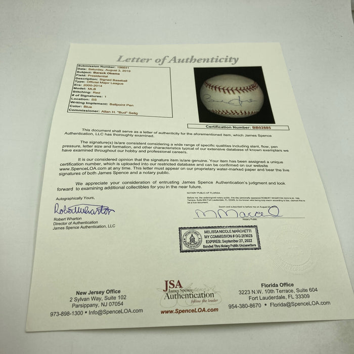 President Barack Obama Single Signed Baseball JSA COA Rare Ballpoint Signature