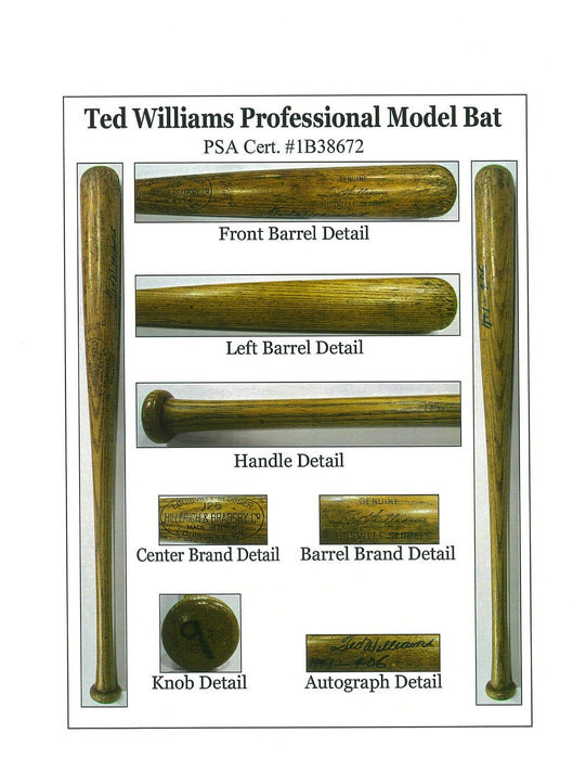 The Finest 1955 Ted Williams Game Used Signed Louisville Slugger Bat PSA DNA 10