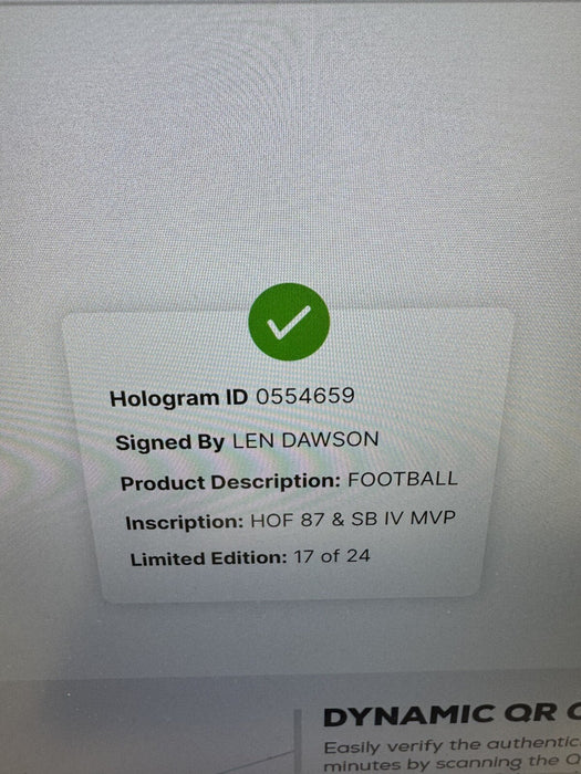 Len Dawson HOF 87 SB MVP Signed Heavily Inscribed STAT Football Fanatics COA